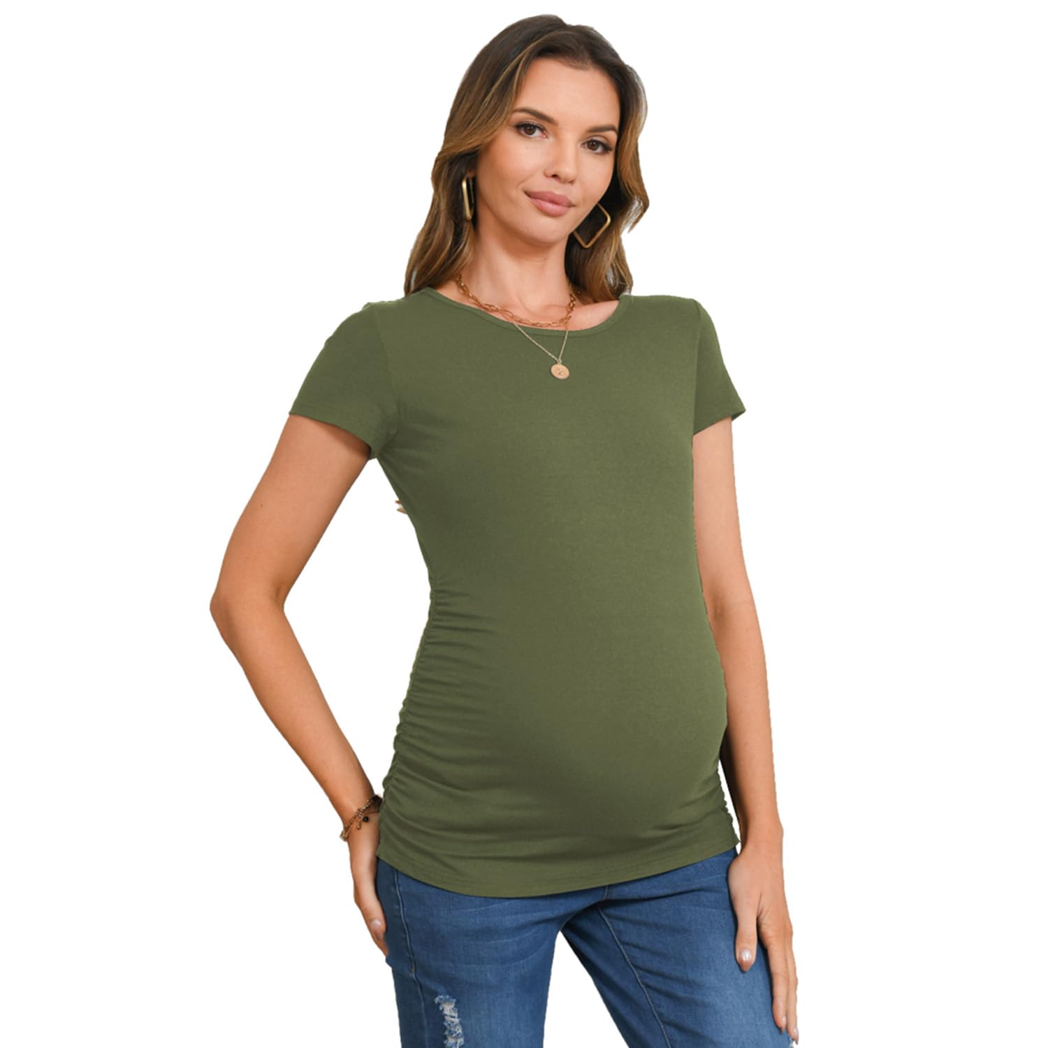Camisetas de maternidad para mujer, manga corta, ropa de embarazo, paquete de 3 unidades