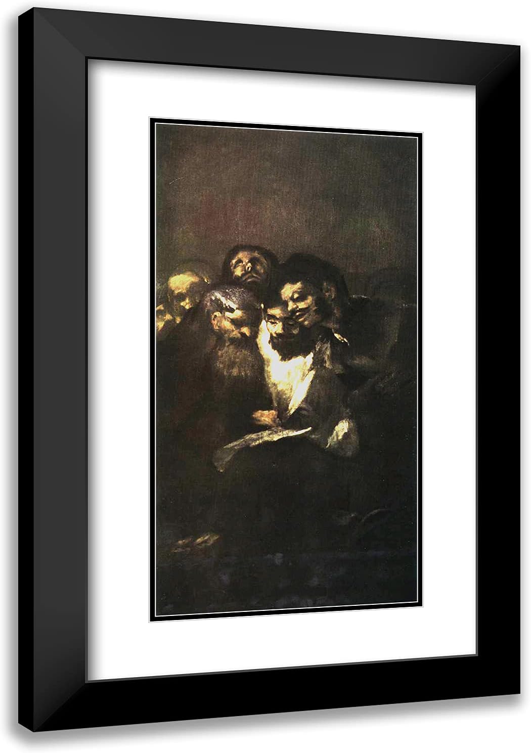 ArtDirect Goya, Francisco 16x24 Black Ornate Framed Art Print with Double Matting Titled: Men Reading