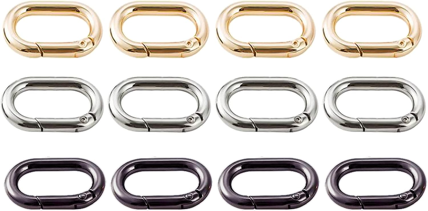 4pcs Carabiner Metal Spring Key Ring, Snap Hooks Clip, Keyring Buckle, Oval Ring for Bags, Purses BBC39