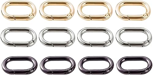 Bobeey 4 llaveros de metal con resorte de mosquetón, clip de ganchos de resorte, hebilla de resorte para llavero, anillo ovalado para bolsas,