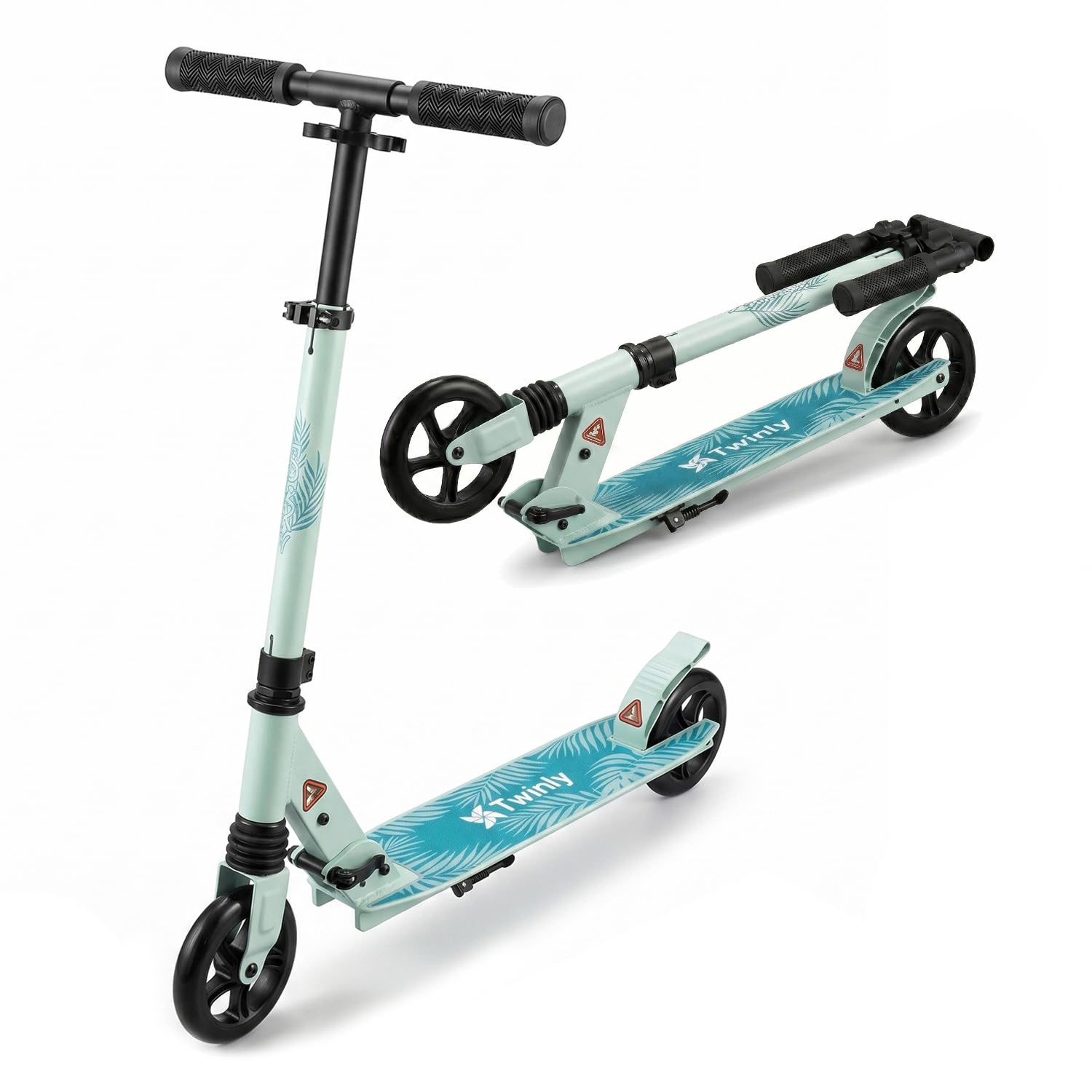 Twinly Rocky Kids Kick Scooter 6–12 Years, Adjustable Handlebar (Green)