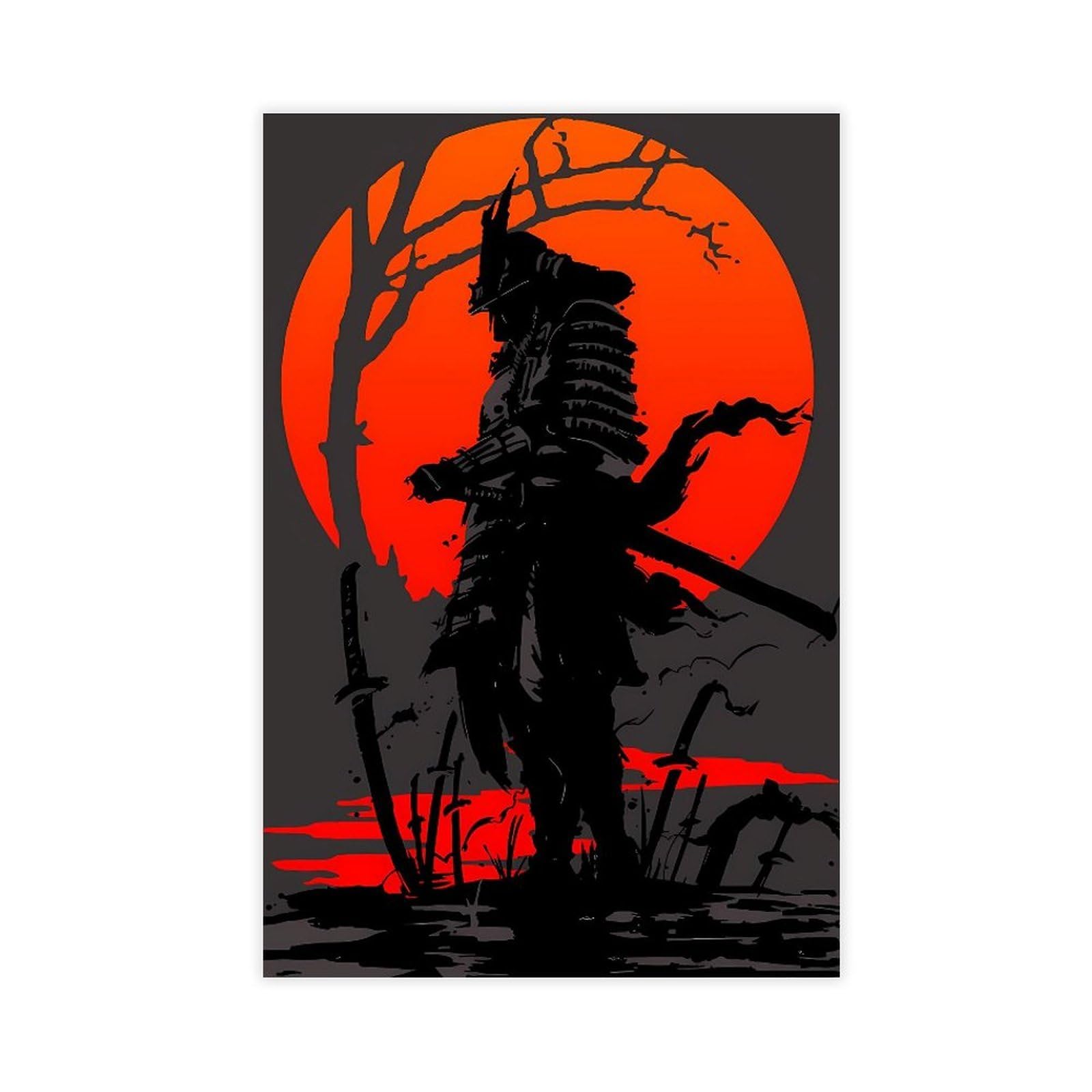 Qnvjqkdsi Unframe Japanese Samurai Art (3) Canvas Poster Bedroom Decor Landscape Office Room Decor Gift 24" L X 36" W