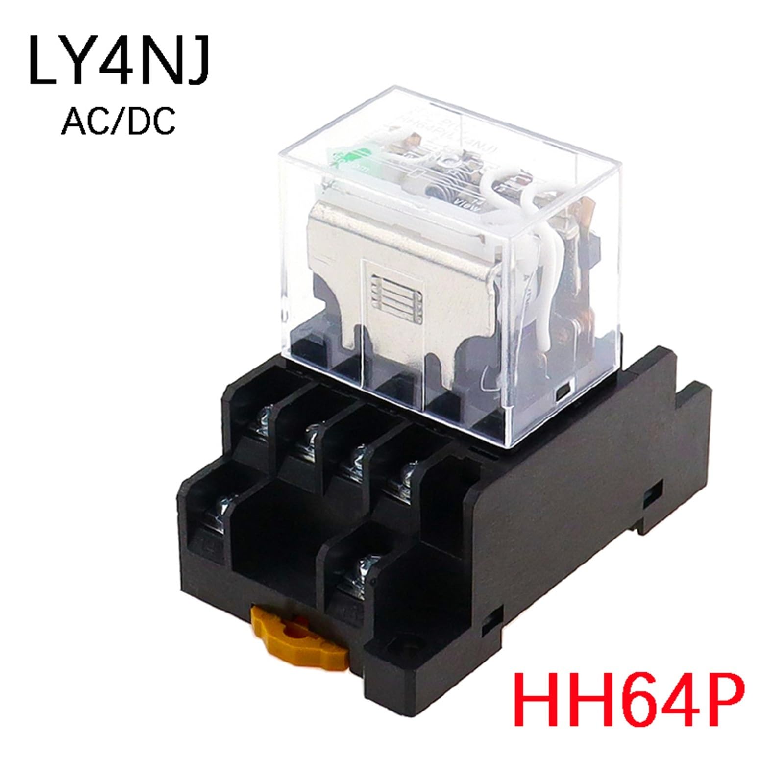 10Set LY4NJ HH64P AC 110V 220V DC 12V DC 24V 14PIN 10A Silver Power Relay Coil 4PDT with Socket Base LY3NJ HH62P LY2NJ(AC110V)