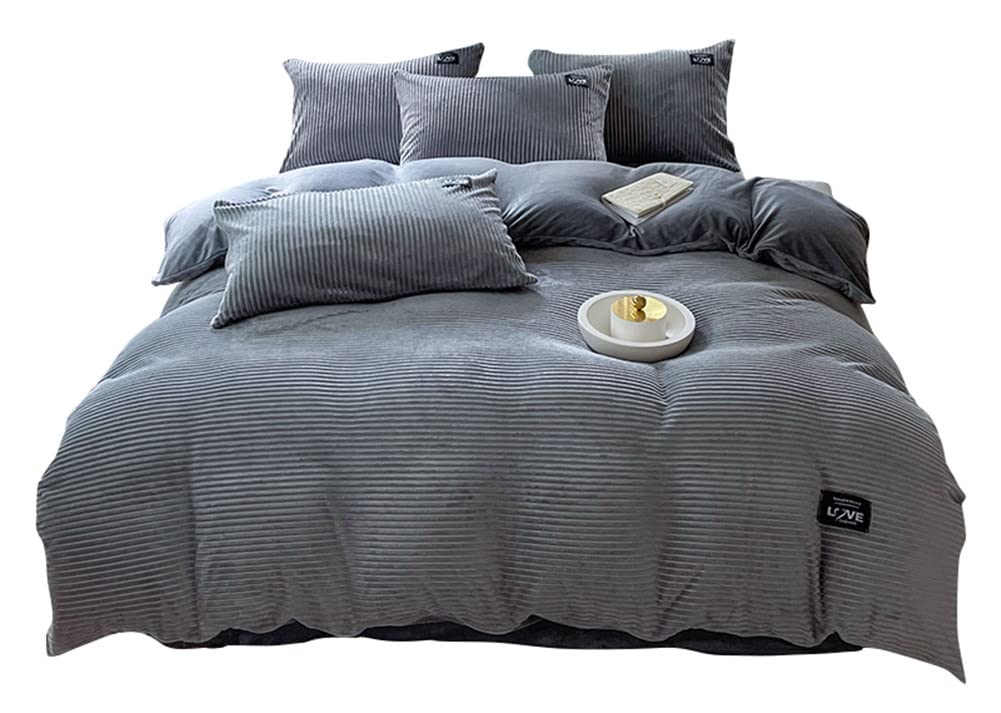 Parure de lit velours 4 pièces pour grand lit de 1m80 avec housse et couvre-lit