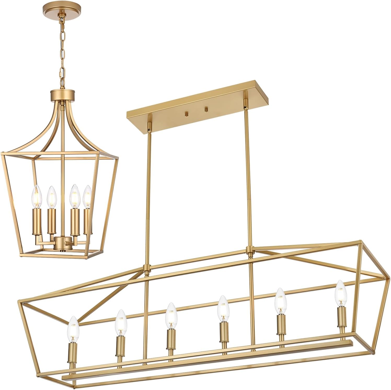 Modern Gold 4-Lights Pendant Light & 6-Lights Kitchen Island Light