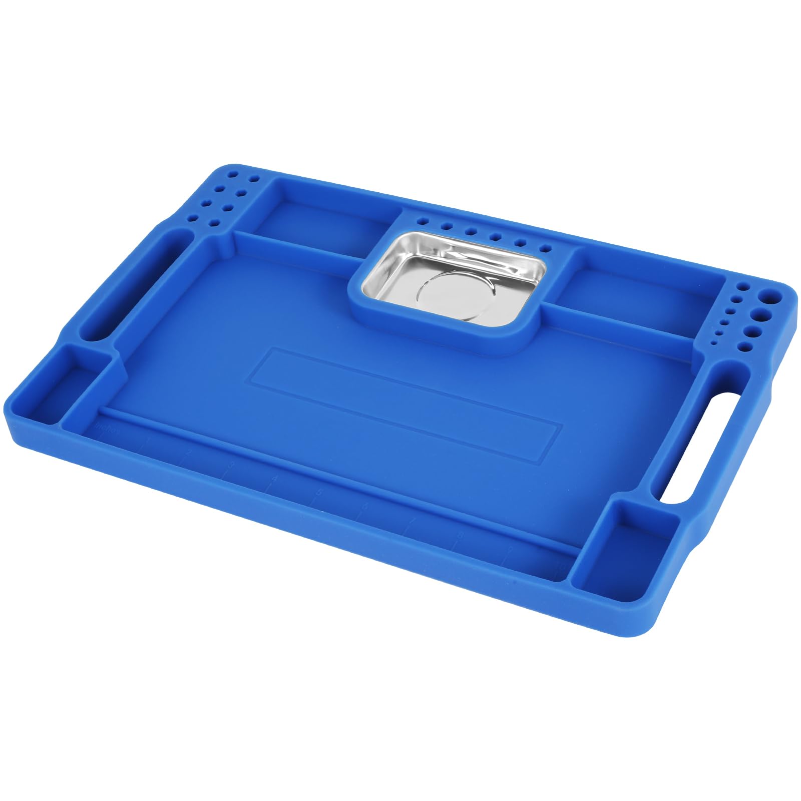 Silicone Tool Tray, Flexible Tool Tray, Flexible Automotive Silicone Tool Holder with Magnetic Small Parts Tray Non-Slip Mechanics Tool Organizer Tray for Auto Repair (Blue)