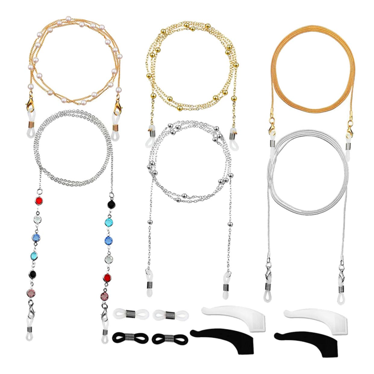 3juegos Cadenas Para Gafas Cuentas Antideslizante Para Estilo y Fiesta