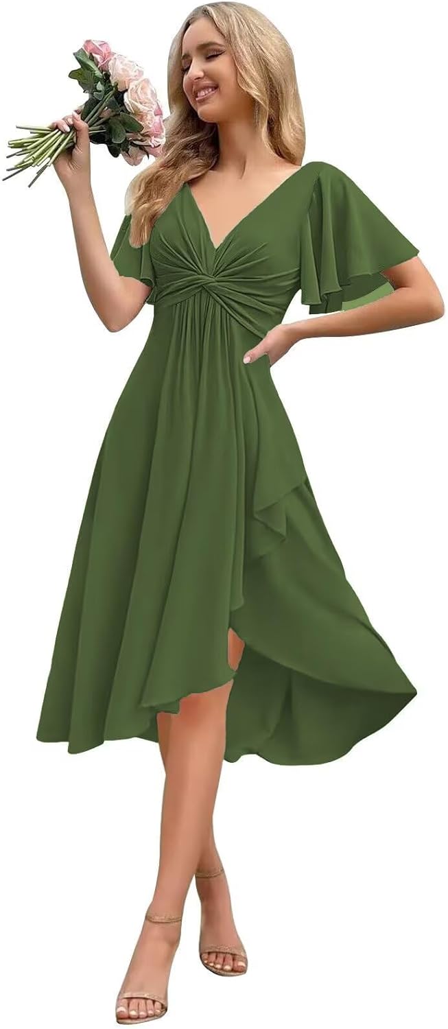 Women's Short Chiffon Bridesmaid Dresses for Women Formal Homecoming Dress