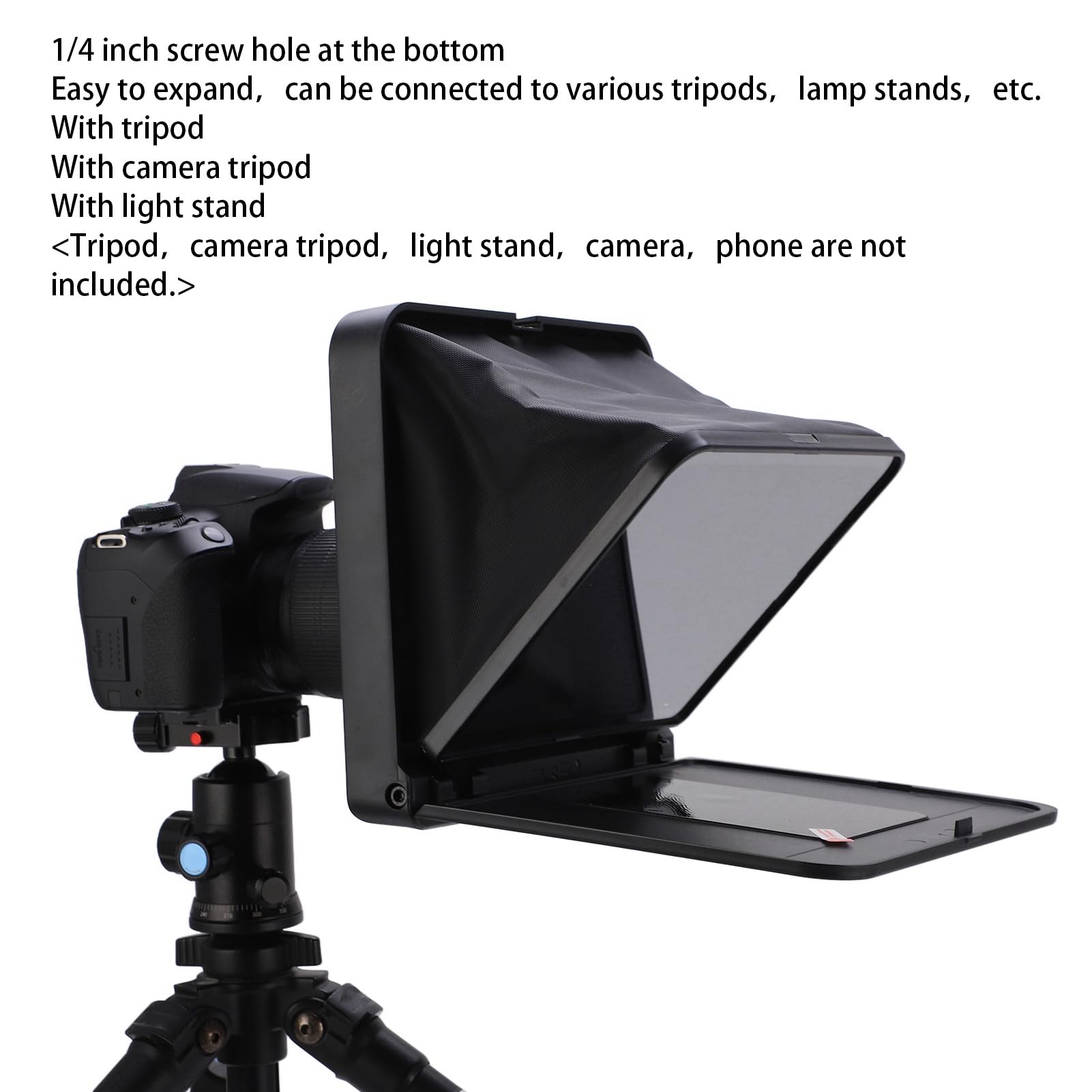 Teleprompter do Kamery Przenośny Teleprompter TC7 z Pilotem do Smartfonów Tablety i Lustrzanki - Składana Konstrukcja Ułatwiająca Transport i Użytkowanie