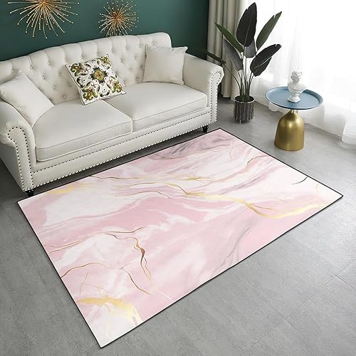 Miniatura 1 de Alfombra de área con estampado floral 3D de mármol y acuarela, decoración del hogar, antideslizante, lavable, para interiores y exteriores, para