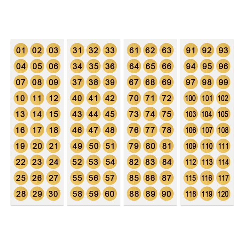1 to 99 Gold Number Stickers (Number01-120)