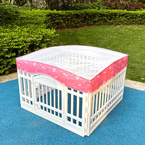 Image of Dog Playpen Mesh Top Cover for 36 inch Inch Pet Playpen with 4 Panels,[ Note: Playpen Not Included] Dog Crate Cover Pet Tent Puppy Play Pen Cover, Ideal for Indoor /Outdoor Use. (Pink)
