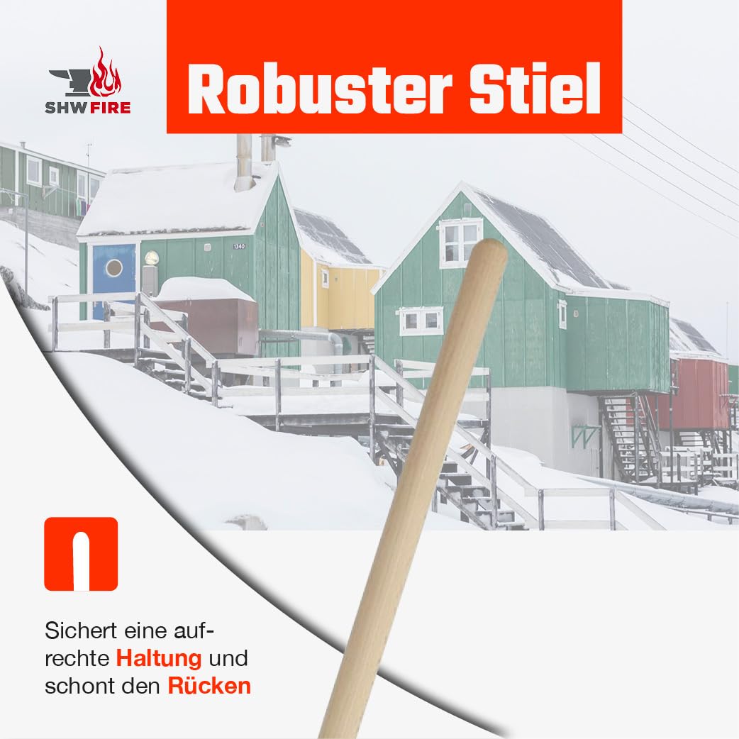SHW-FIRE Alu-Schneeschieber 50 cm mit Flüsterkante und 150 cm Buchenstiel
