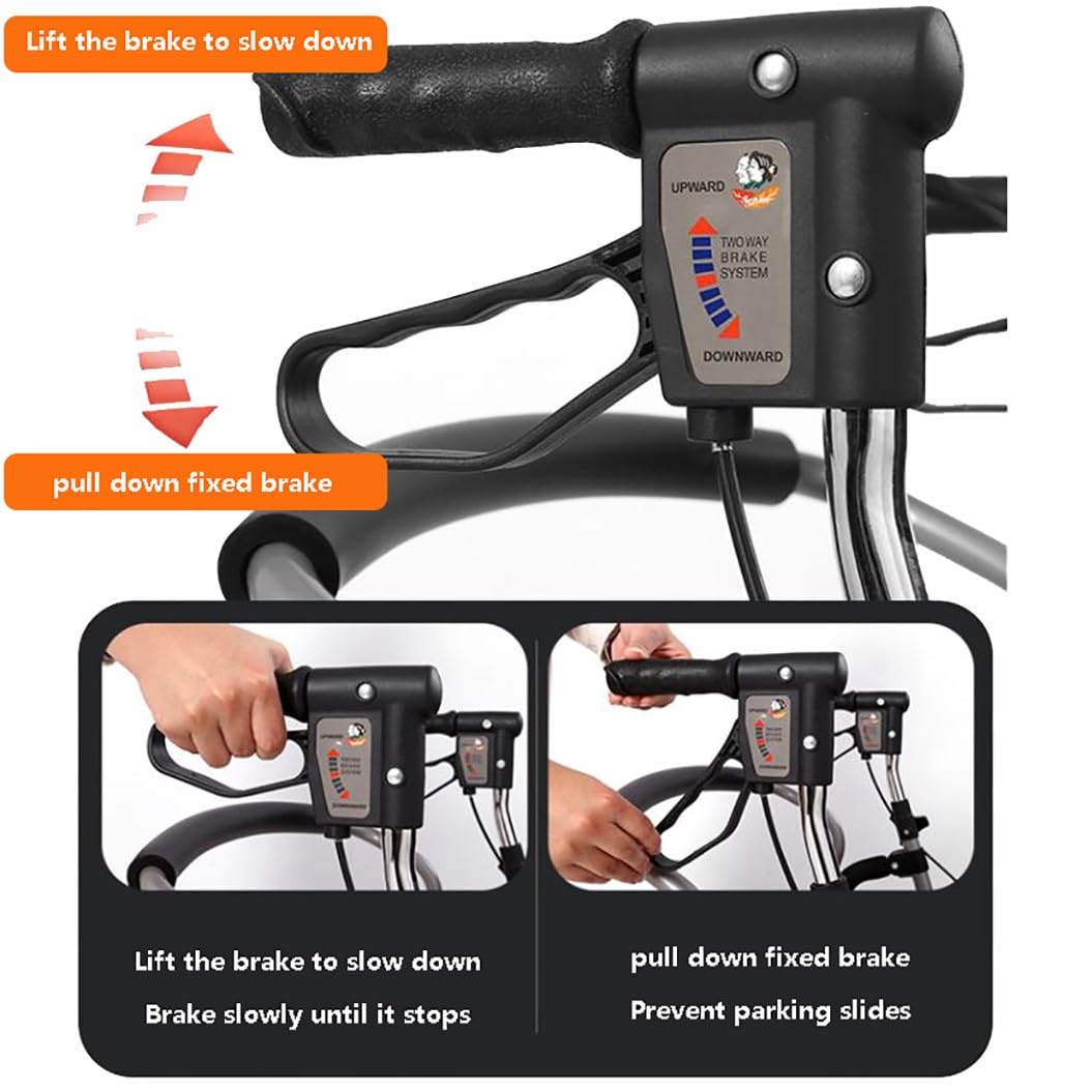 Andadores para Personas Mayores con 4 Ruedas,andador para exteriores,Andador para adultos,Caminador Andador Aluminio con Ruedas,altura ajustable black