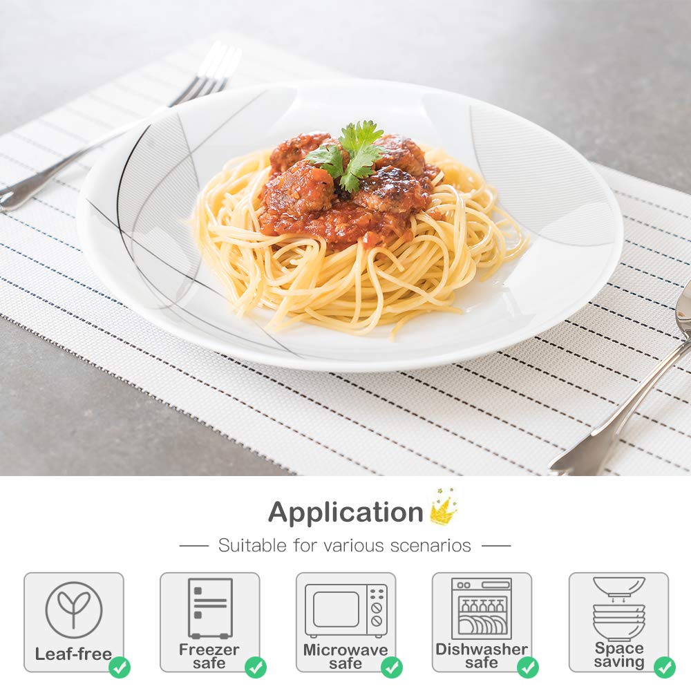 DANMERS 18-Piece Kitchen Dinnerware Set,Plates,Bowls,Break and Chip Resistant,Dish Sets Service for 6,Simple Lines