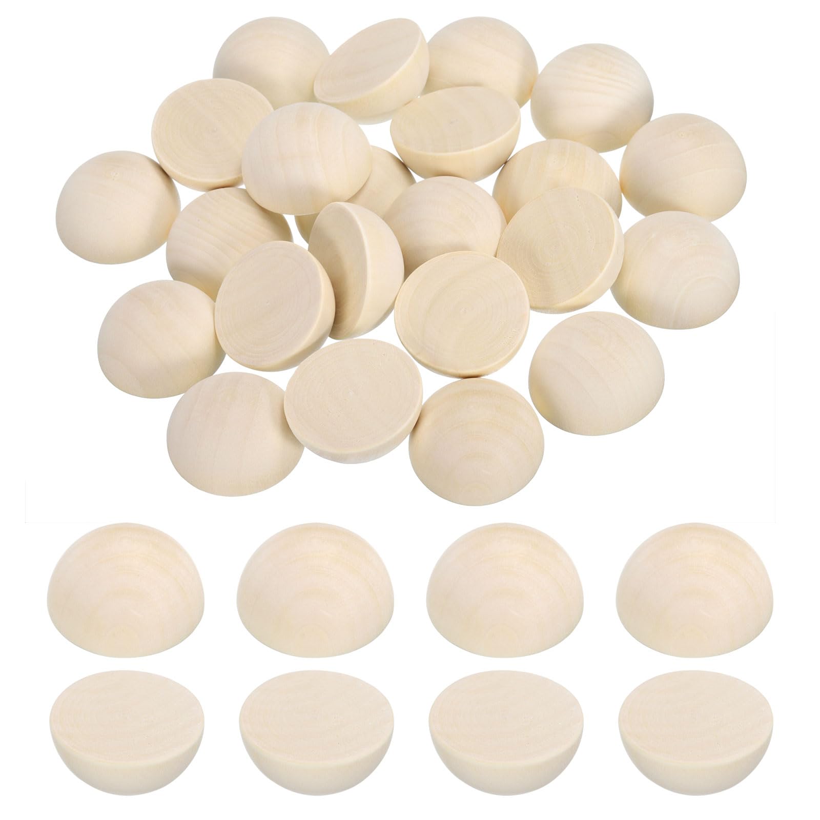 Demi-perles en bois 35 mm PATIKIL à peindre pour loisirs créatifs sans échardes