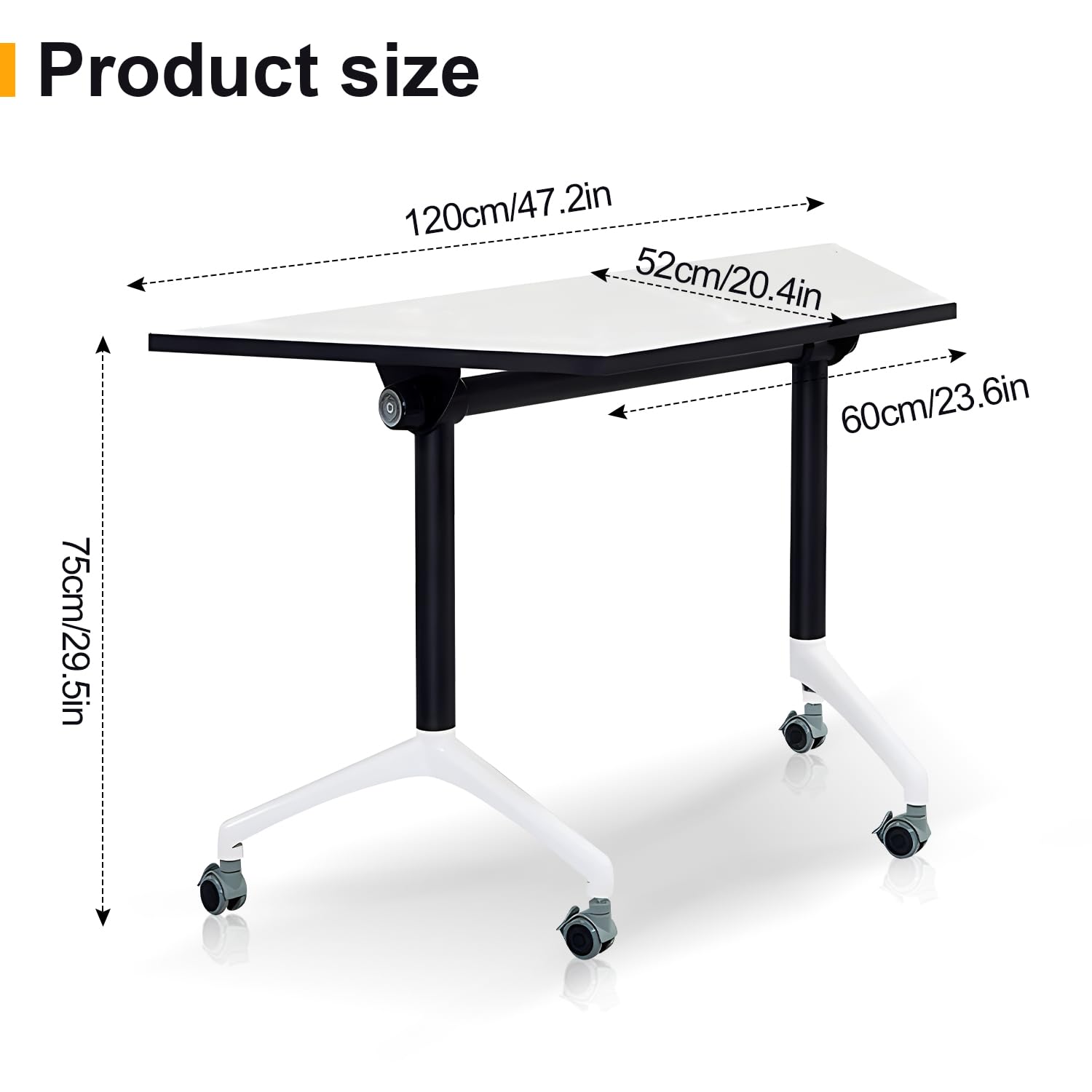 VORDERRY Conference Table Mobile Training Table with Silent Wheels Modern Flip Top Foldable Conference Room Table Rolling Meeting — view 2