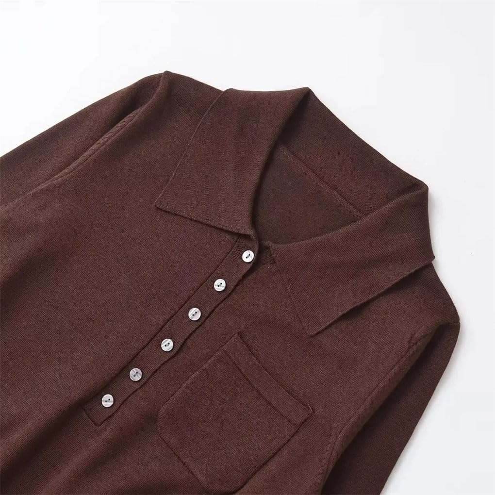 Women Long Sleeve Comfortable Knitting Open Buckle Pullover Sweater Solid Color Temperament Femme Sweater Jumper