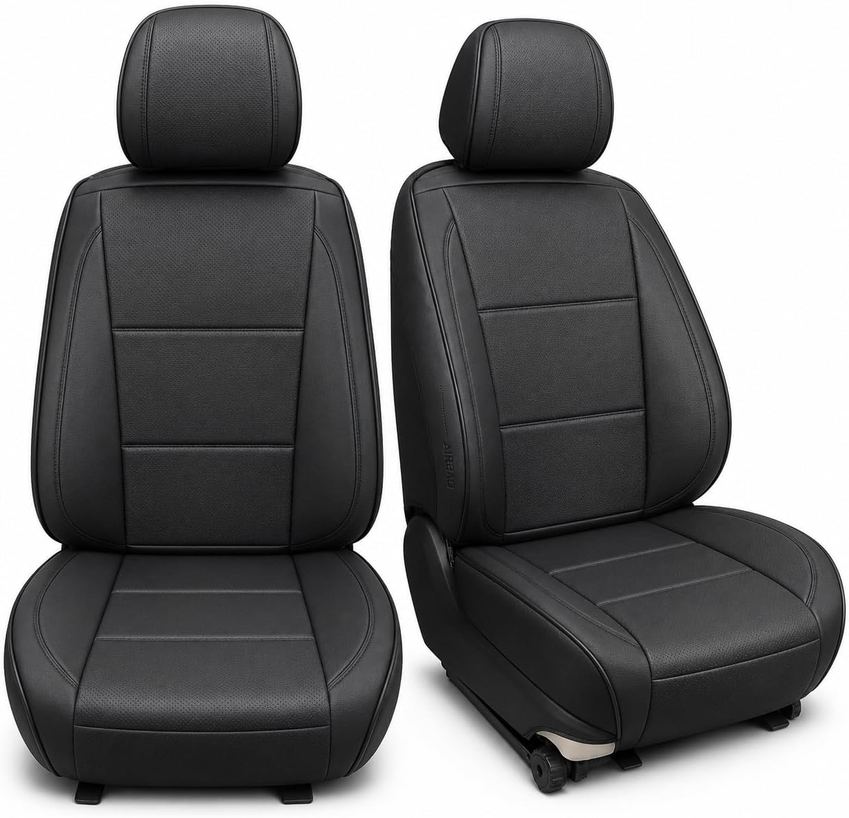 Front Car Seat Covers for Ford F150 F250 F350 F450 Truck (Black)