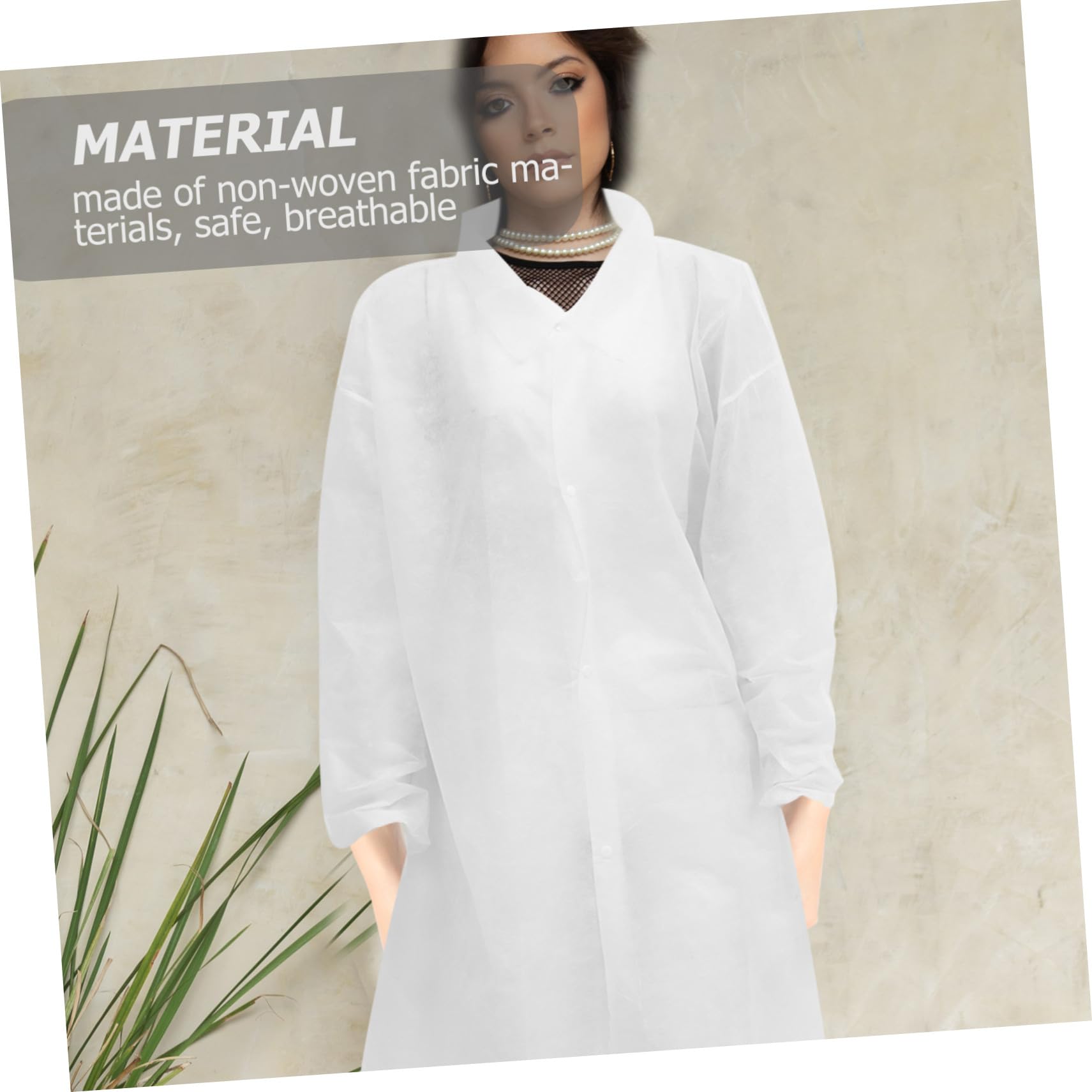 GALPADA Lab Coat Monouso Bianco Non Tessuto, Facile da Indossare e Togliere, per Manutenzione e Lavorazione Alimentare, Confezione da 10 Pezzi Stile Casuale