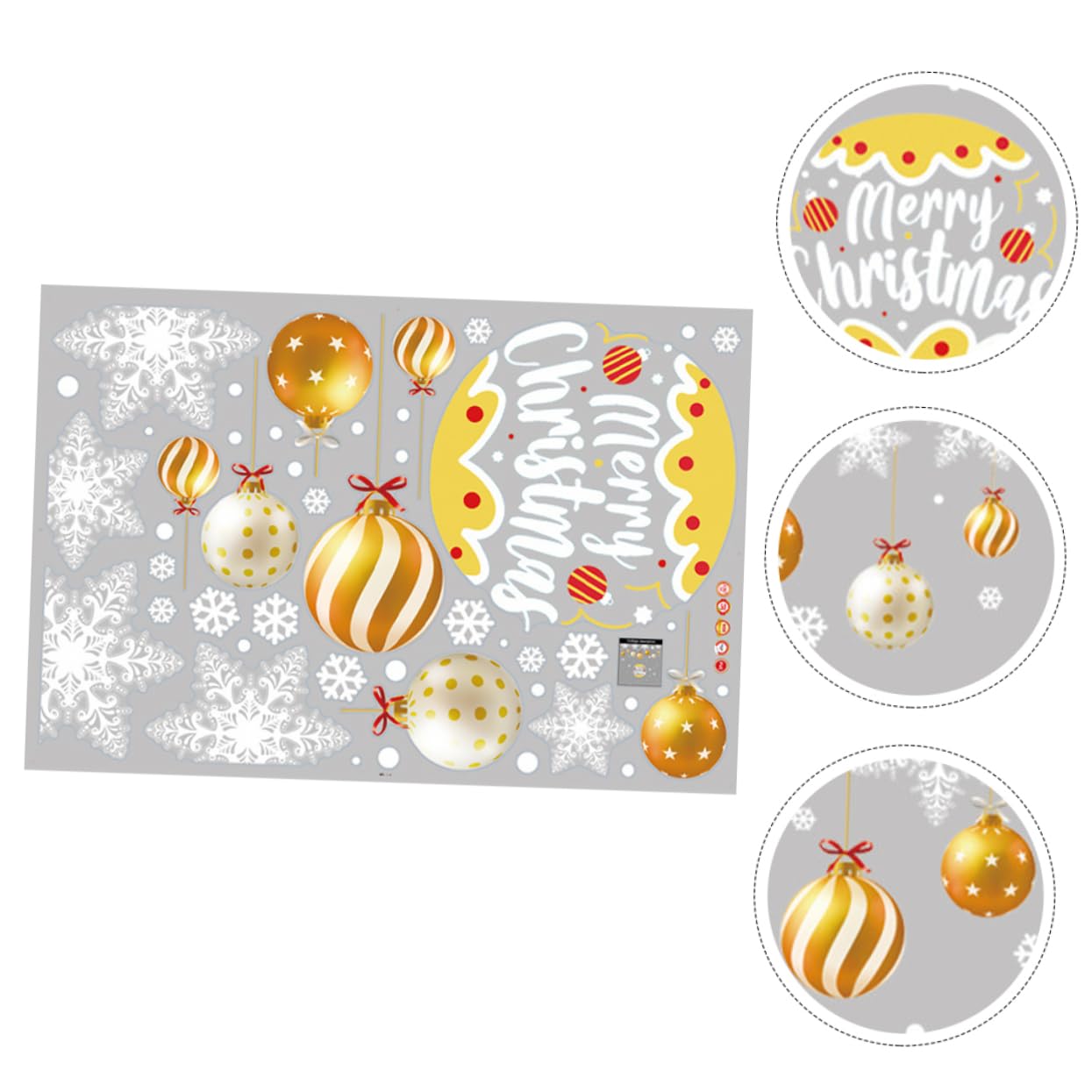 Alipis 5blätter Weihnachtsfensteraufkleber Wiederverwendbare Statische Wanddekoration Goldene Weihnachtsbaum-ornament Sticker Für Zuhause Und Partys