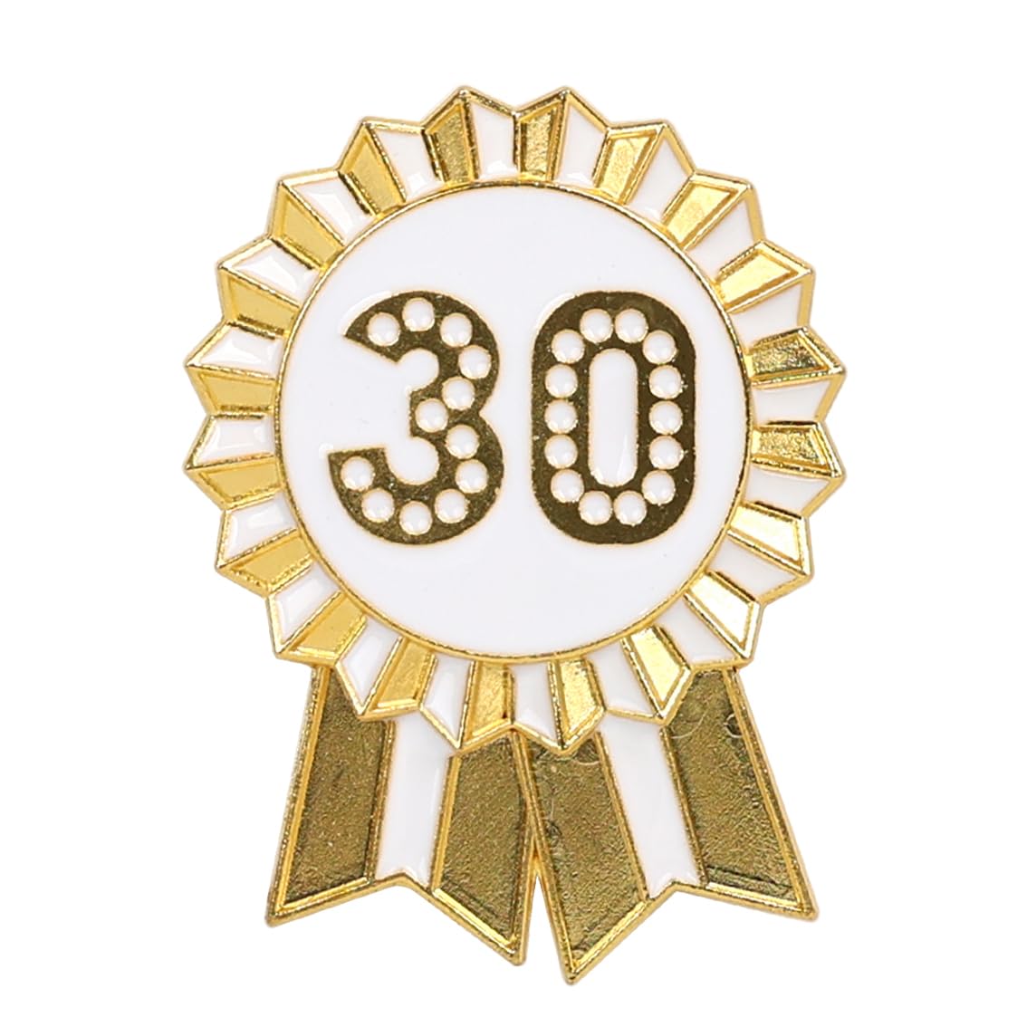 Talking Tables 30th Birthday Badge, Metal Happy Birthday Badge for Girls, Boys, Adults & Kids, Gold Rosette, Reusable Metal Pin, Milestone 30th Party Accessory, Keepsake, Birthday Decoration 4.5cm