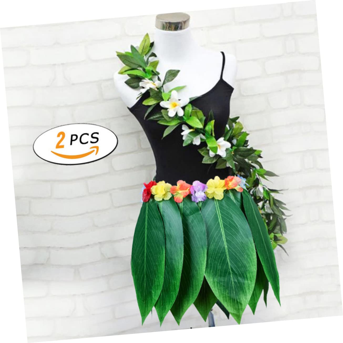 Holibanna 2Piezas Falda Hawaiana Guirnalda para Fiesta Luau y Decoración Tropical Falda para Adultos