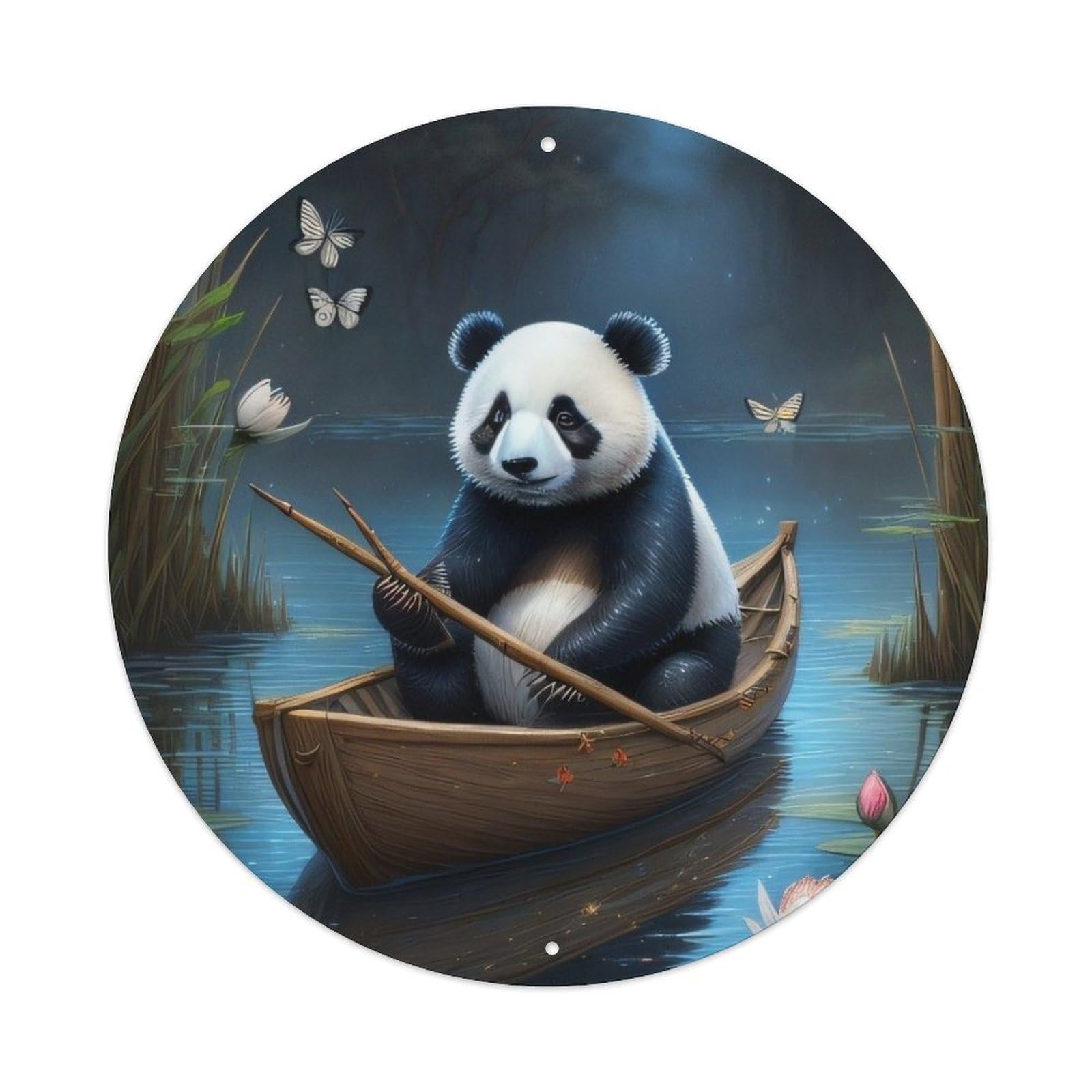 Animal Artwork Red Panda on Board Vintage Metal Tin Sign Plaque Wall Decor for Cafe, Club Bar, Office, Garden Metal Poster 8x8Inch