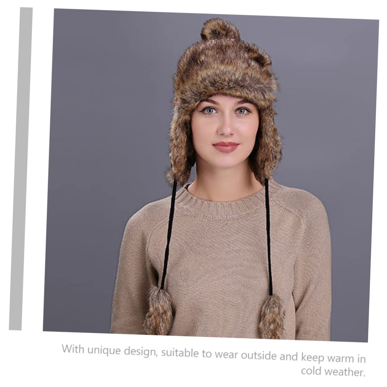 PACKOVE 2piezas Gorro De Lana Orejeras Gorro Portátil y Cálido Para Clima Frío Decorado Pompones Para Actividades Al Aire Como Esquí y Senderismo