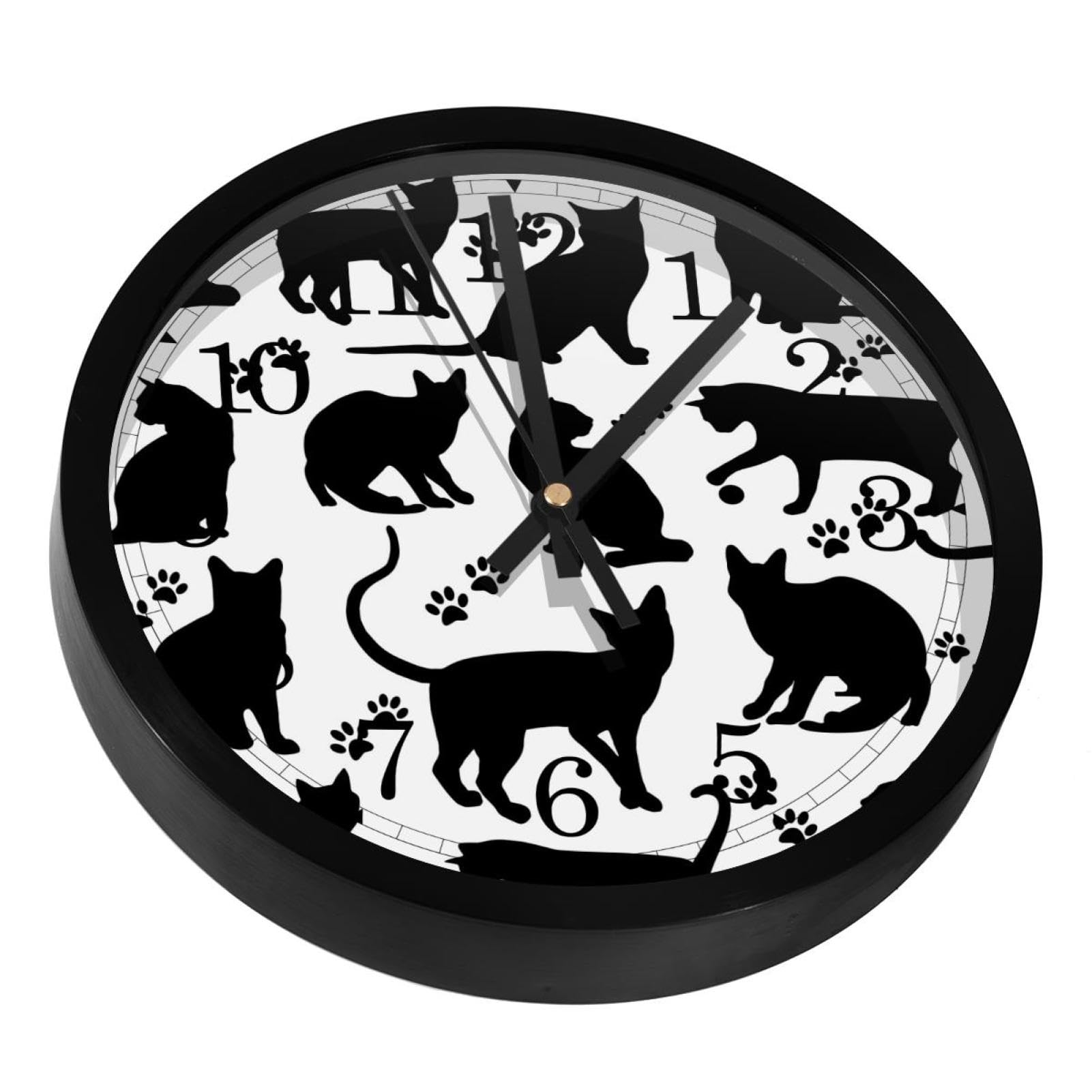 Horloge murale silencieuse chat sans tic tac pour sommeil paisible