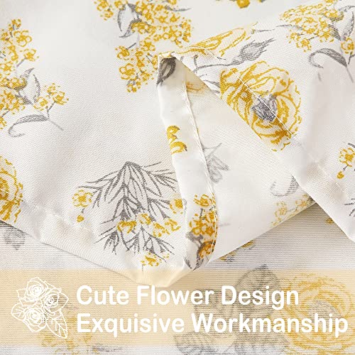 Softan Yellow Floral Bed Sheets Queen, Flower Queen Size Sheets Set - 100% Microfiber Printed Patterned Fitted Sheet With 15" Deep Pocket F, 4 Piece Vintage Floral Bed Sheet & Pillowcase Sets #TOP2