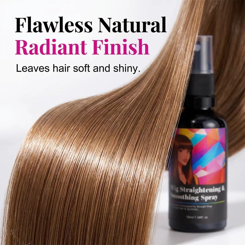Wig Straightening & Smoothing Spray, Wig Care Products, Wigs Leave-In Conditioner Spray – Detangles, Smooths & Refreshes – Lightweight, Frizz Reducing,Non-Greasy Formula for Daily Us (Smoothing(50ml))