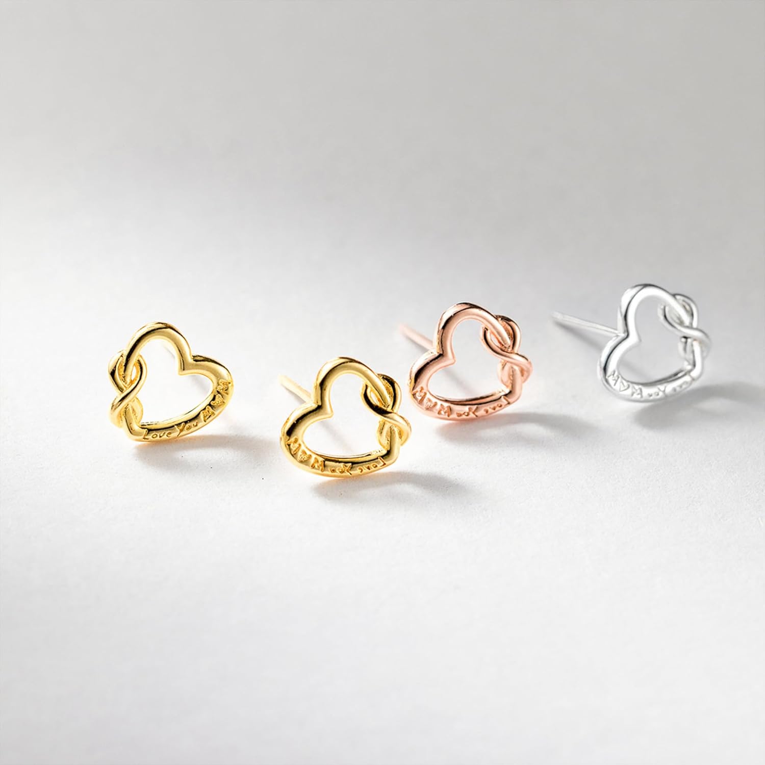 LOVECOM 925 Sterling Silver Infinity Heart Earrings for Women Mother Daughter Dainty 14k Gold Plated Knot Hollow Stud Earring Cute Love You Mom Earring Jewelry Christmas Gifts for Mom - Image 6