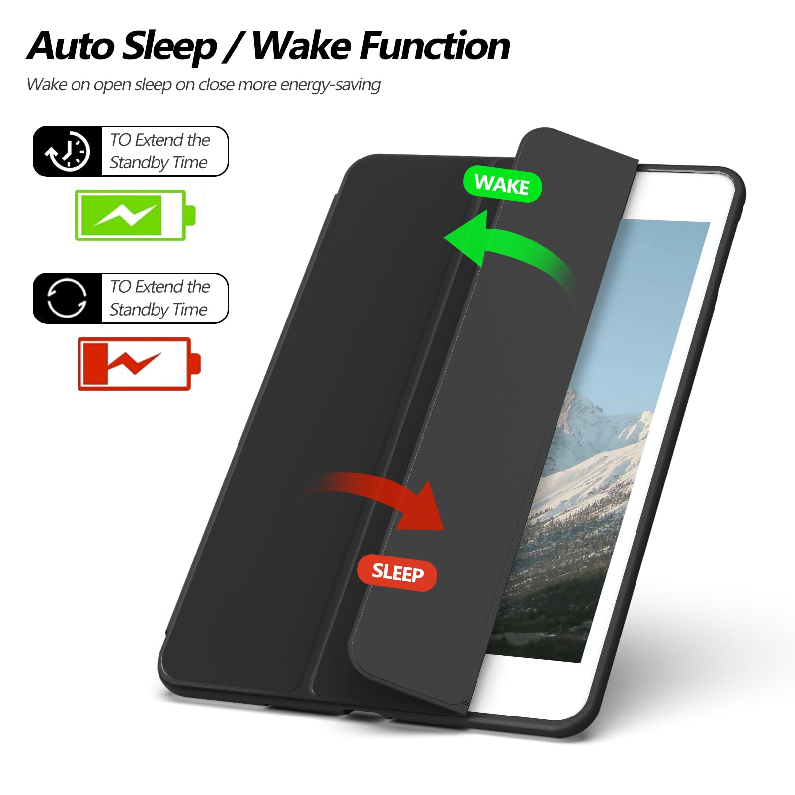 Aoub Case For IPad Mini 5 - Auto Sleep/Wake Trifold Stand Cover With Pencil Holder, Sky Blue