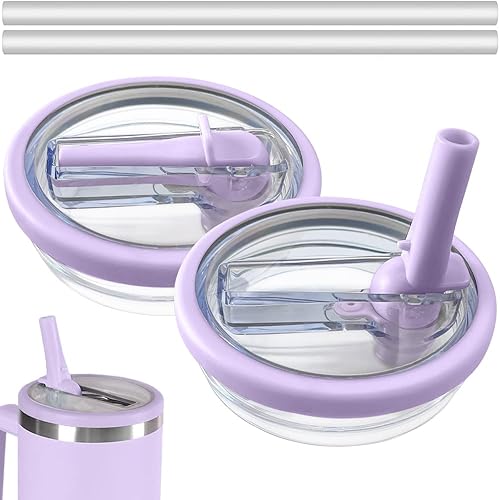 Miniatura 9 de Paquete de 2 tapas a prueba de fugas de repuesto de 40 onzas, solo apta para vaso Stanley Quencher H2.0, tapa superior reutilizable con popote