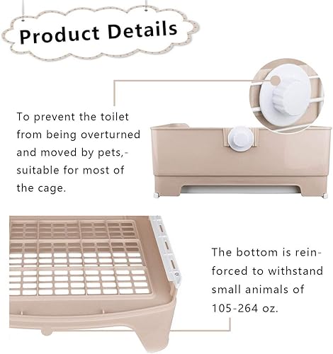 Miniatura 2 de PINVNBY Caja de arena grande para conejos, bandeja de arena para mascotas más grande, entrenador con cajón, caja de inodoro de esquina para