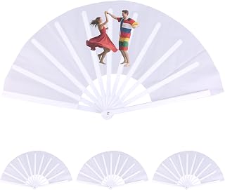 4pcs Sublimation Fan Blanks, White Sublimation Hand Fans Plastic Large DIY Folding Fans Heat Transfer Printing for Line Dancing Wedding Preference Cooling Disco Party