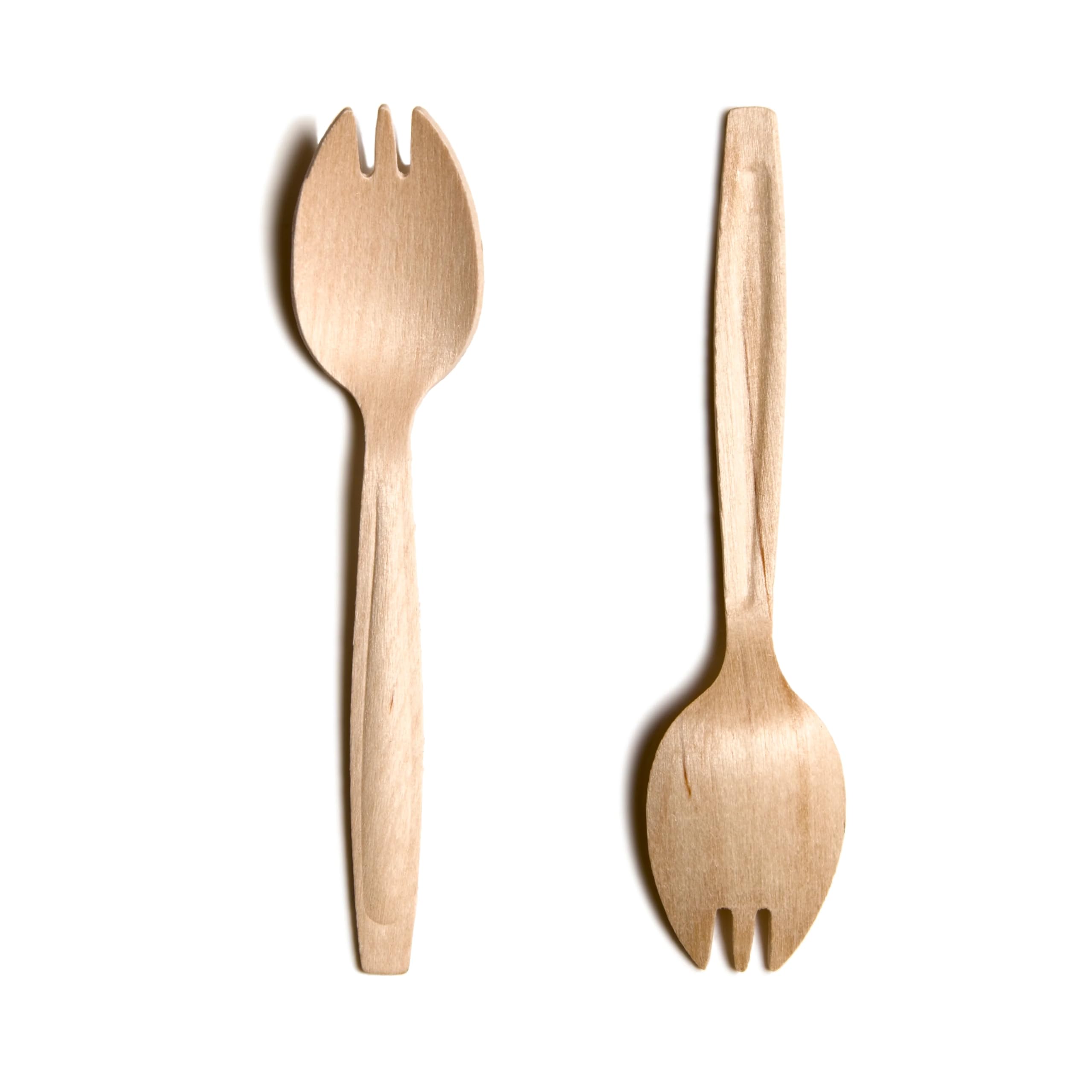 Eco Leaf 100pcs Disposable Wooden Sporks โ 15cm Biodegradable & Compostable Cutlery Set, Eco-Friendly Birch Wood & Bamboo Utensils for Weddings, Parties, Camping and Catering