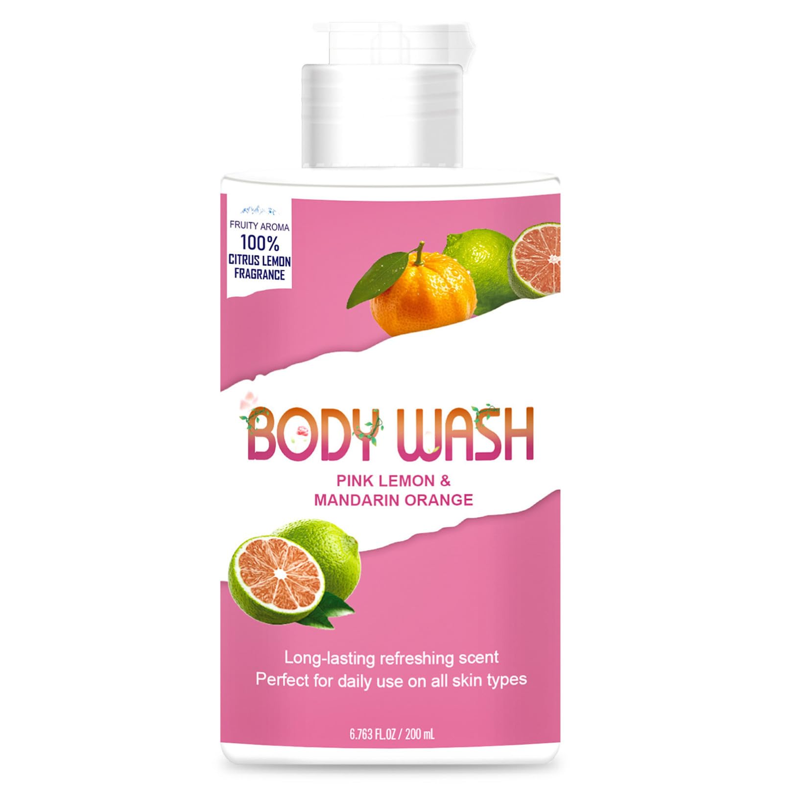 CHICTRY Daily Moisturizing Shower Gel 200ml – Pink Lemon & Mandarin Orange, Long-Lasting Refreshing Body Wash for Daily Cleansing Pink One Size One Size Pink