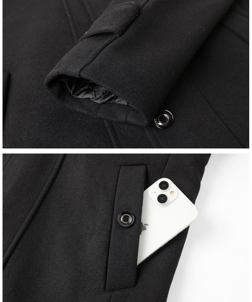 Hombres Abrigo de Lana Mezcla de Lana Invierno Trenca Abrigo de Lana para Hombre Chaquetas Elegante
