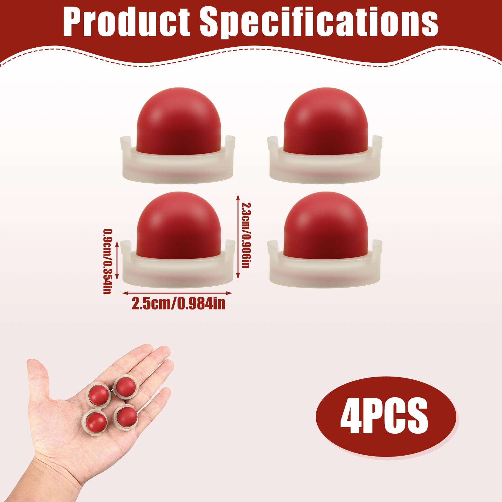 Poire d'Amorce de Carburateur pour Tondeuse, Scie à Essence, 694394 4178 5084H 494408, Rouge