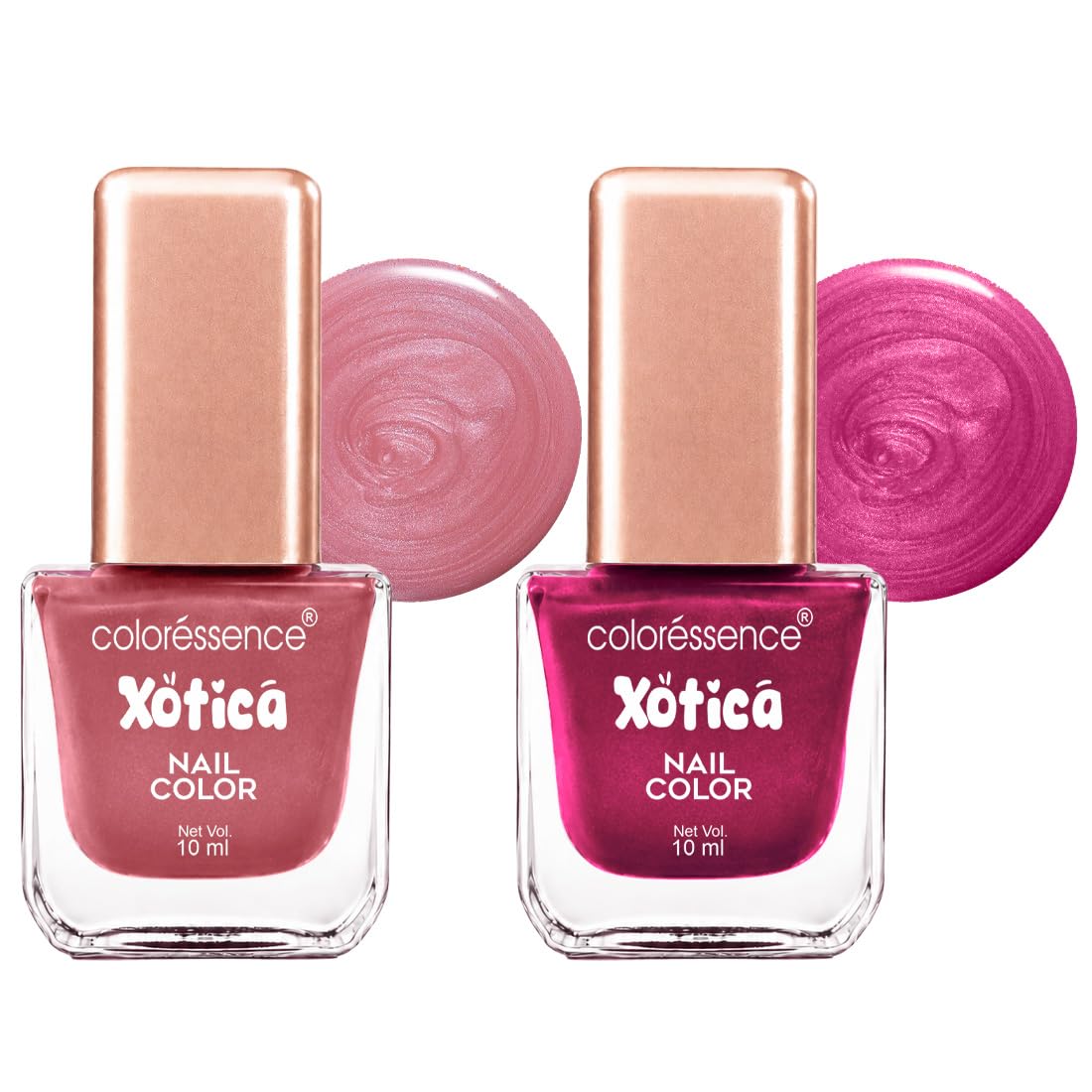 Coloressence Xotica Nail Polish Paint Combo Set of 2 x 10ml (Shades: Dewy Pink & Electric Magenta) | Glossy Finish | Quick Dry | Chip Resistant | Long Lasting-image-43
