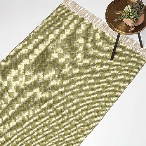 Tapis géométrique à franges HOMESCAPES en coton lavable - 2
