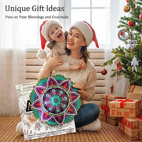 Image of Aoedelyart Hanging Wind Spinners for Yard and Garden Mandala Purple Star,Kinetic Wind Spinners Outdoor Worth Gift Christmas Decorations,12Inch Stainless Steel Wind Spinner for Outdoor&Indoor Decor
