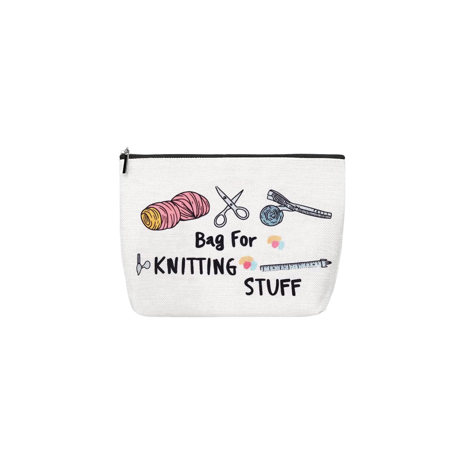 Knitting Storage Bag Pouch for Women Girls Yarn Organiser Bag for Crocheting Crochet Hook Bag for Crochet Lover Knitting Accessories Gifts Bag for Knitting Lover Portable Travel Bag for Knitting