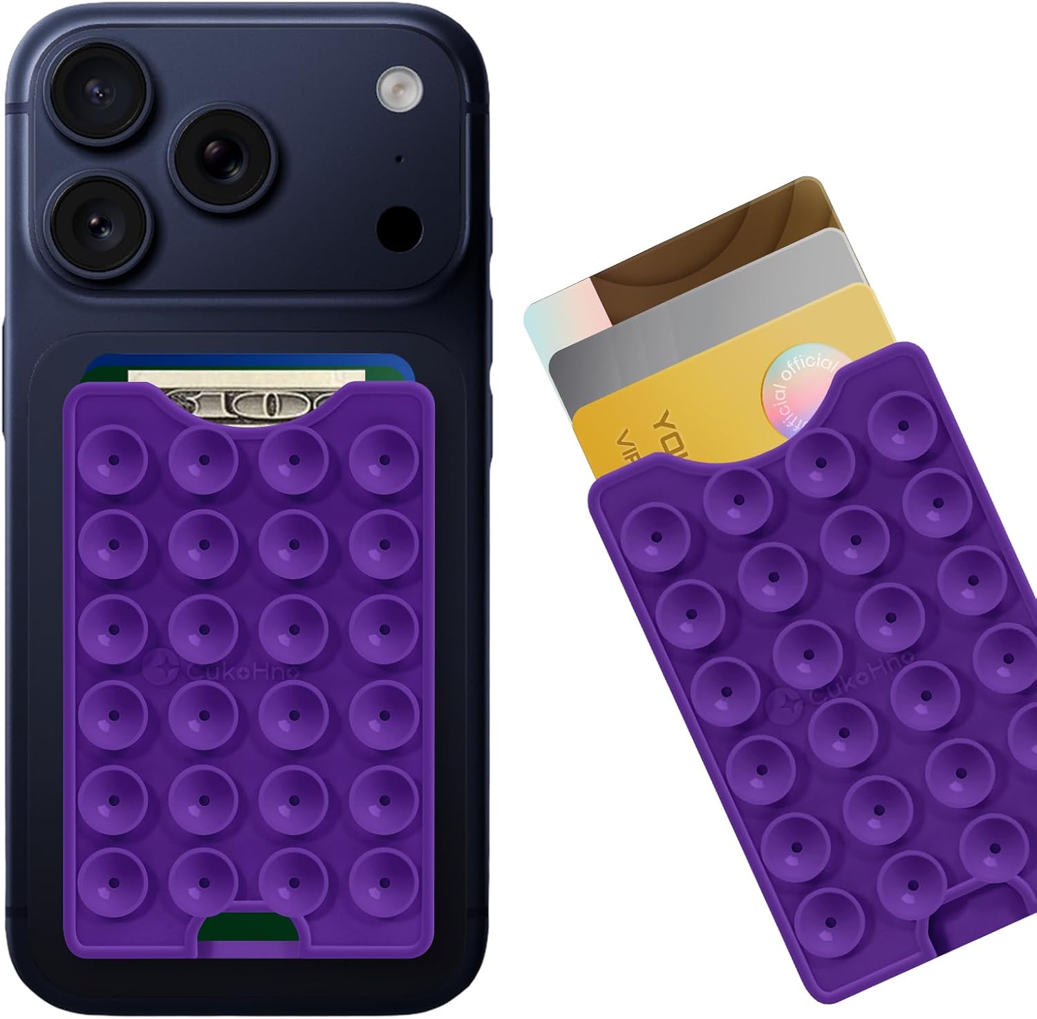 Suction Phone Card Holder Adhesive Mount,Up to 3 Cards,Wisteria