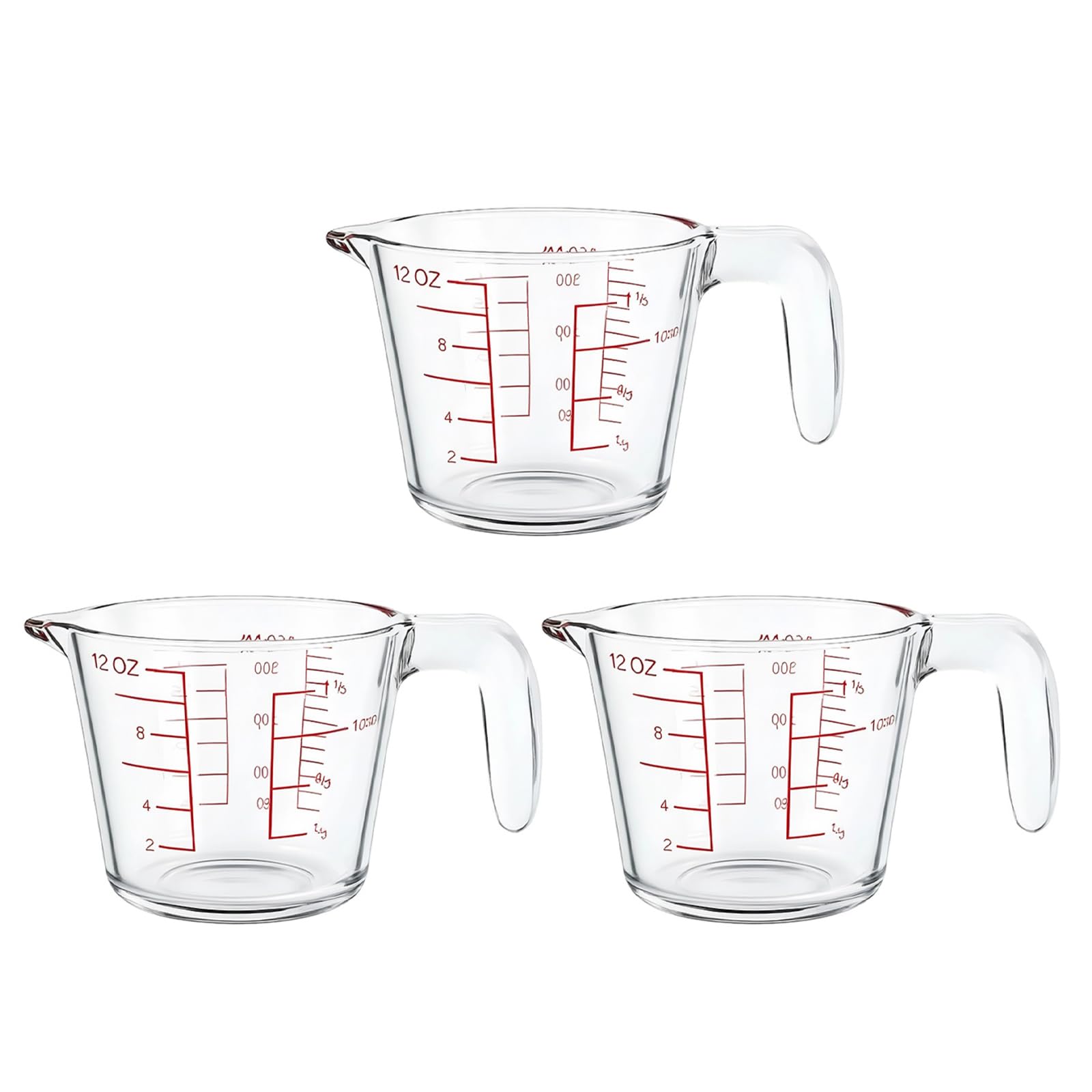 Kalttoy Transparency Glass Measuring Cups Set with Clear Markings for Baking and Food Preparation Cookware Milk Measurement Cups