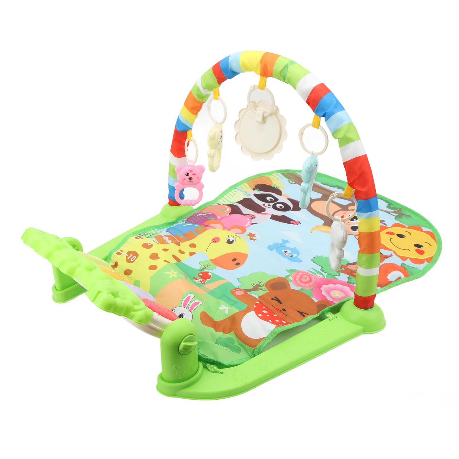 Baby-Fitness-Spielmatte, Musik-Kick-Klavier, 5 Hängende Spielzeuge, Verstellbares Pedal für die Spielzeit von Kleinkindern, Ideal für Neugeborene und Kleinkinder