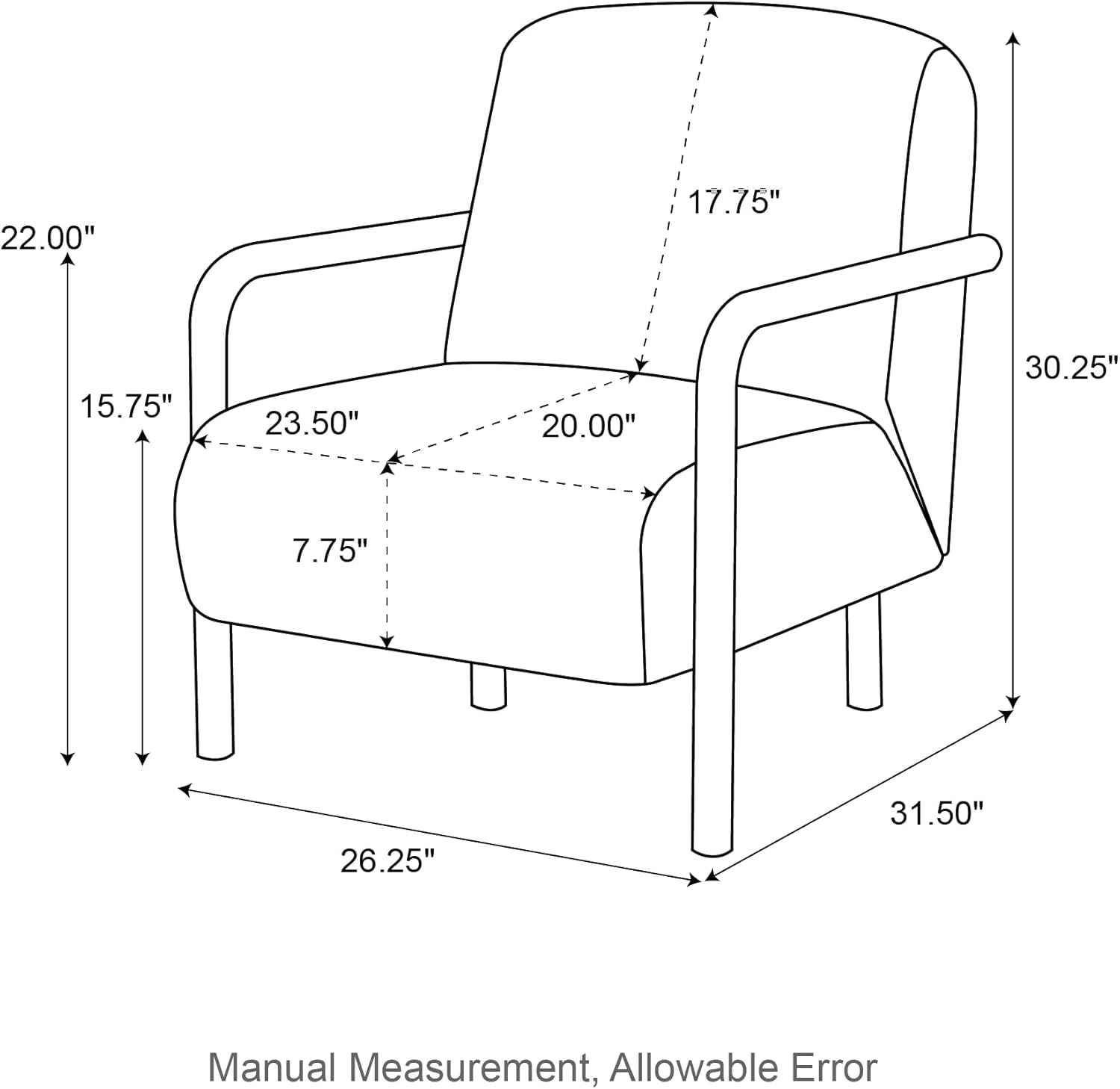 Glitzhome Accent Chair Set of 2, Mid-Century Modern Living Room Chairs with Extra-Cushioned Fabric & Walnut Rubber Wood Frame, Comfy Armhairs for Living Room/Bedroom/Reading Room/Office