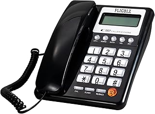 Telephone Corded Phone Dual Interface Wired Telephone Big Button Landline Phones with Caller ID Suitable for Office,Front Desk,Home,Hotel,Seniors,House Corded Landline Desktop Black (Upgraded)